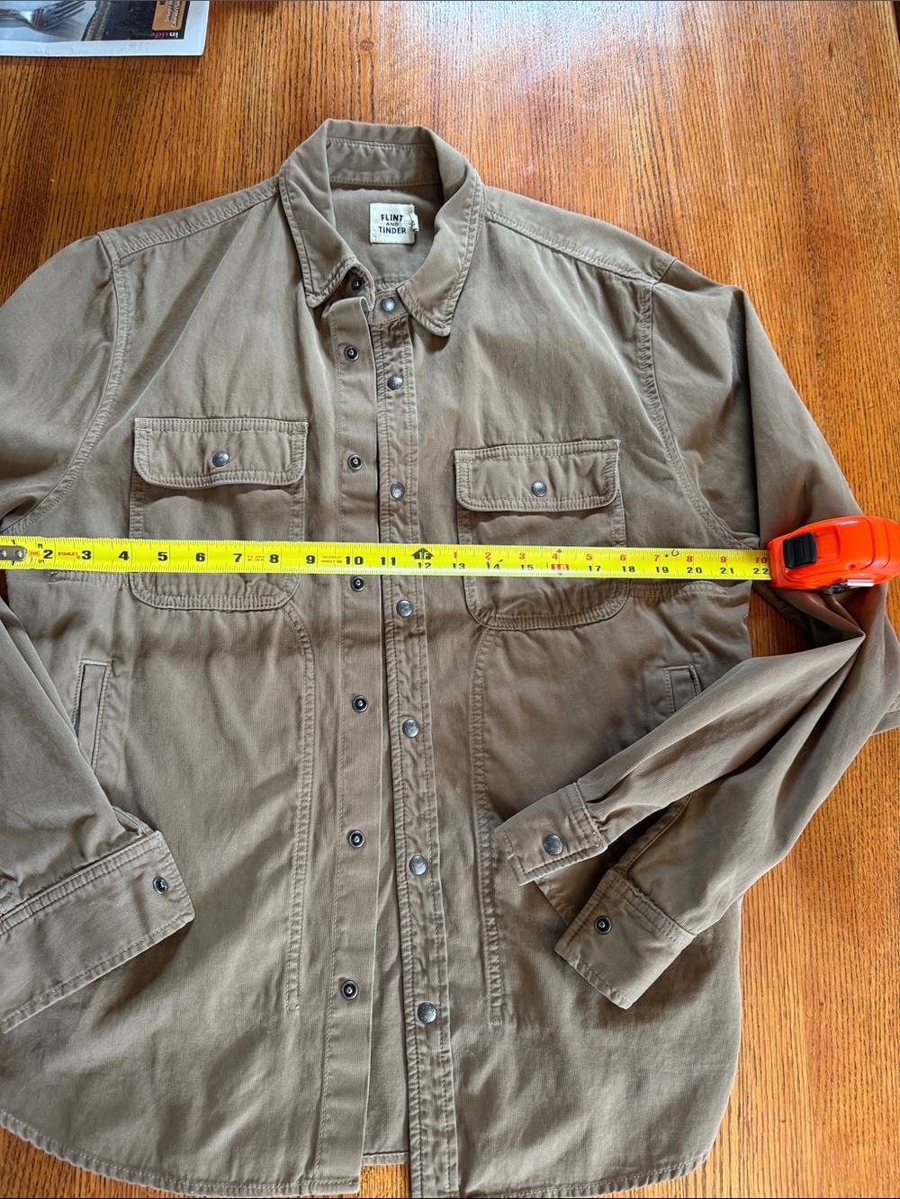 Flint and Tinder Large Men's Button-Front Casual Shirt Jacket - Taupe - Picture 2 of 6